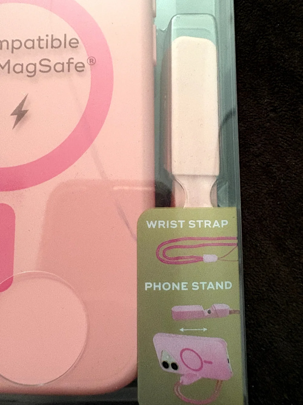 Pink MagSafe Compatible Phone Case with Wrist Strap - Fits iPhone 16